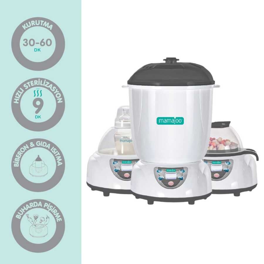 Mamajoo%205%20İşlevli%20Buhar%20Sterilizatörü,%20Kurutucu,%20Mama%20ve%20Süt%20Isıtıcı,%20Buharda%20Pişirme,%20LCD%20ekran